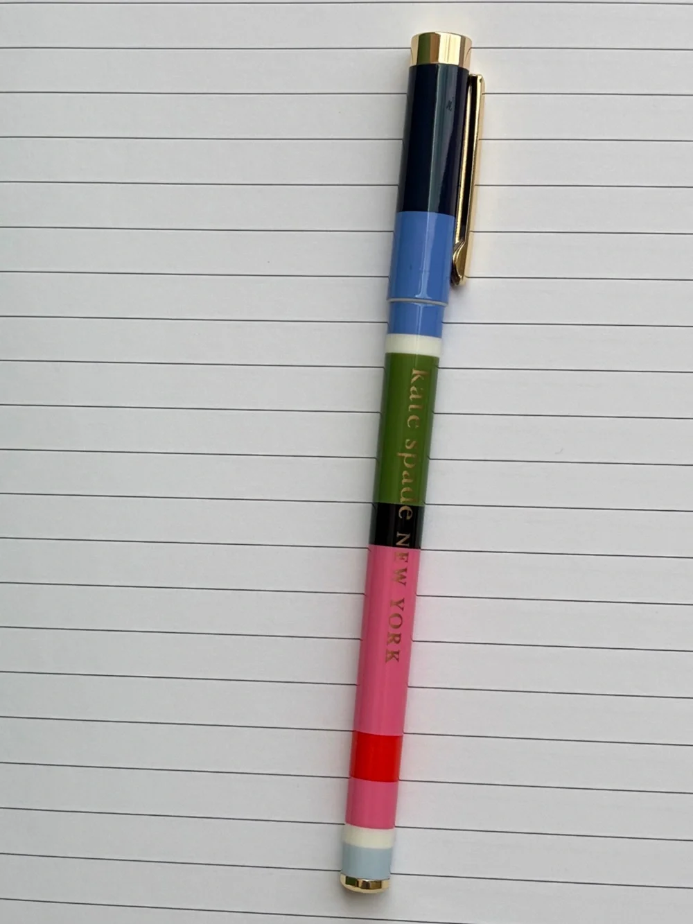 kate spade Multicolor Striped Ballpoint Pen with Gold Trim